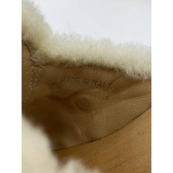 Vintage Y2K COACH RUTHIE Tan Suede SHEARLING Fur WOODEN CLOG Mules Sz 8 ITALY - Picture 4 of 8